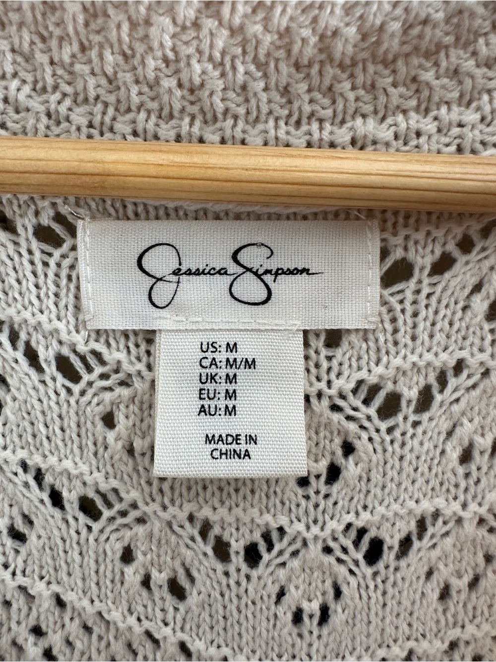 Jessica Simpson Crochet Knit Button Front Sweater Top Ivory Medium Boho - Picture 2 of 11